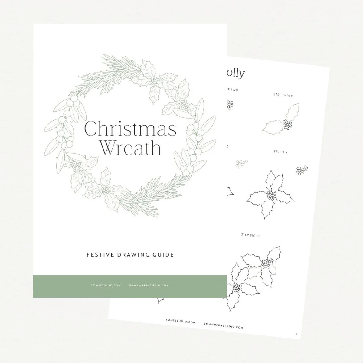 Digital Drawing Guide: Christmas Wreath